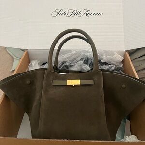 DeMellier The Midi New York Olive Suede Tote Bag